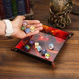 Opvouwbare Dice Tray – Zwart Kunstleer | Voor Dungeons & Dragons & TTRPG Dobbelstenen Monster Rood