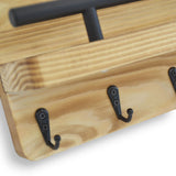 Sleutelrekje - Sleutelkastjes - Vijf sleutelhaken 30 x 18 cm - Beukenhout - Licht Bruin