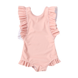 Badpak Korte Mouw Licht Roze met Ruches Meisjes | Maat 1-6 Jaar