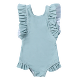 Badpak Korte Mouw Licht Blauw met Ruches Meisjes | Maat 1-6 Jaar