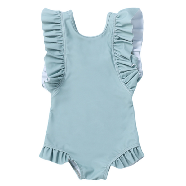Badpak Korte Mouw Licht Blauw met Ruches Meisjes | Maat 1-6 Jaar
