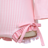 Badpak Lange Mouw Licht Roze met Streepjes en Roze Ruches Meisjes | Maat 0 - 3 Jaar