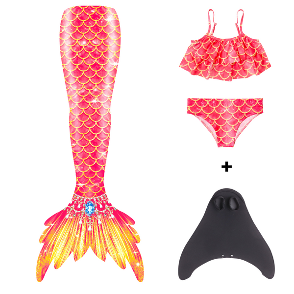 Zeemeerminstaart met bikini met MONOVIN verkleed set Oranje en Geel