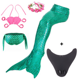 Zeemeerminstaart met bikini met MONOVIN verkleed set Schubben Groen Metallic