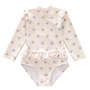 Badpak Lange Mouw Gebroken Wit met Bloemen print met Ruches Meisjes