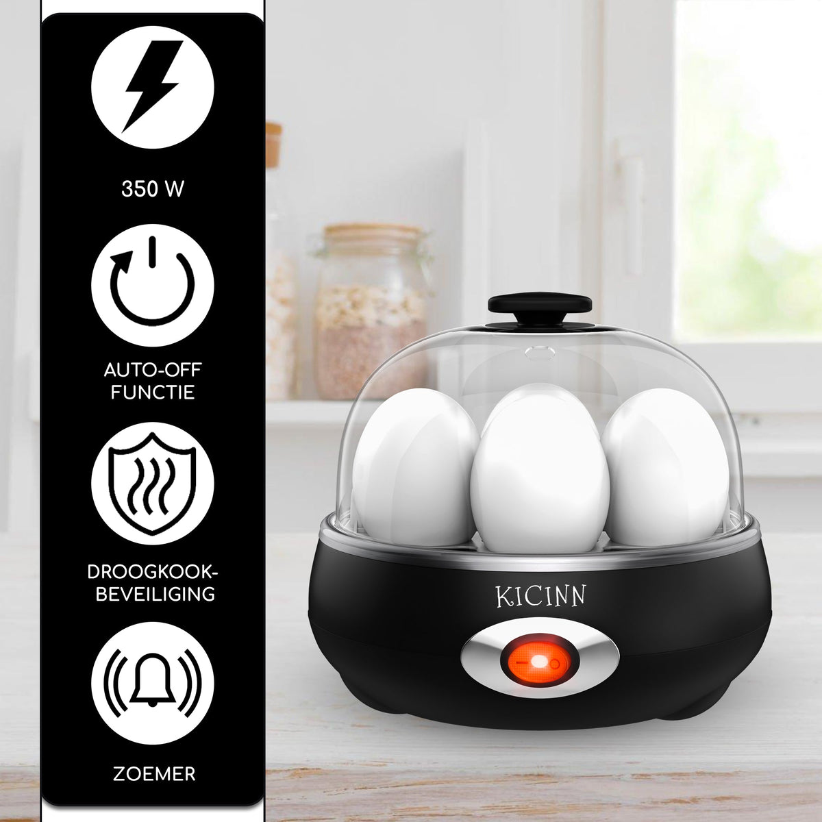 Electrisch Eierkoker voor 7 eieren – Zwart