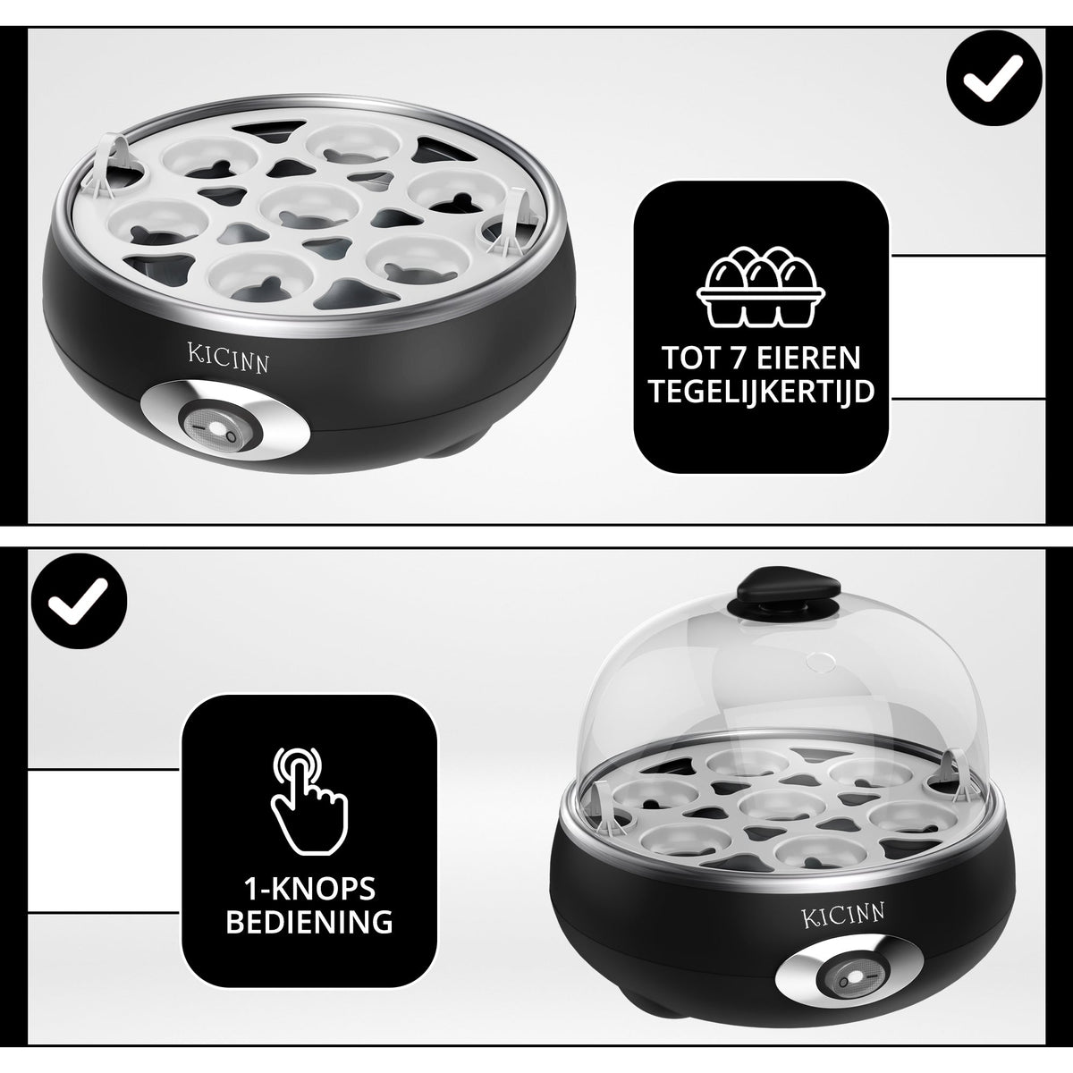 Electrisch Eierkoker voor 7 eieren – Zwart