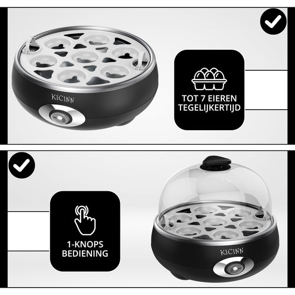 Electrisch Eierkoker voor 7 eieren – Zwart