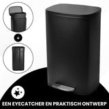 Bayt Prullenbak 50 Liter - Pedaalprullenbak - Zwart