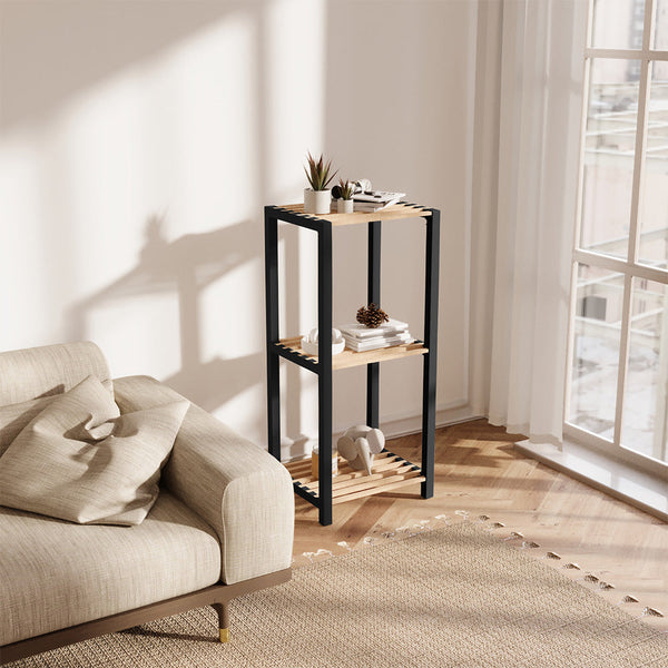 Opbergrek 3 Lagen – Kunststof & Hout – Lichtgewicht Multifunctioneel Kastje – Voor Keuken, Woonkamer of Badkamer – 78 x 35 x 29 cm