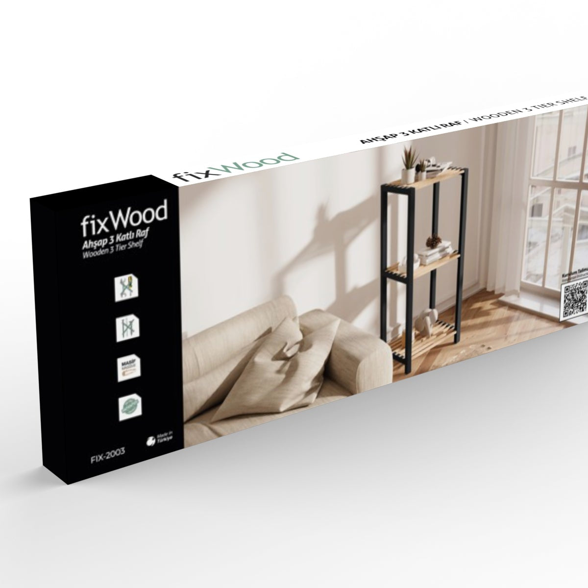 Opbergrek 3 Lagen – Kunststof & Hout – Lichtgewicht Multifunctioneel Kastje – Voor Keuken, Woonkamer of Badkamer – 78 x 35 x 29 cm