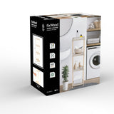 FixWood Houten Modulaire Opbergrek – Massief Hout & Kunststof – Badkamerrek, Keukenrek of Plantenrek – 105 cm Hoog – Beige-Naturel