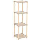 FixWood Houten Modulaire Opbergrek – Massief Hout & Kunststof – Badkamerrek, Keukenrek of Plantenrek – 105 cm Hoog – Beige-Naturel