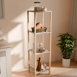 FixWood Houten Modulaire Opbergrek – Massief Hout & Kunststof – Badkamerrek, Keukenrek of Plantenrek – 105 cm Hoog – Beige-Naturel