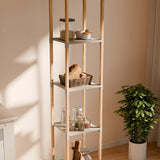 FixWood Houten Modulaire Opbergrek – Massief Hout & Kunststof – Badkamerrek, Keukenrek of Plantenrek – 127 cm Hoog – Beige-Naturel