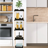 FixWood Houten Modulaire Opbergrek – Massief Hout & Kunststof – Badkamerrek, Keukenrek of Plantenrek – 127 cm Hoog – Zwart-Naturel