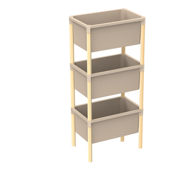 FixWood Houten 3-Laags Opbergrek – 95x30x30 cm – Multifunctioneel Rek voor Keuken, Badkamer & Speelkamer – Massief Hout & Stevig Kunststof – Eenvoudig te Monteren