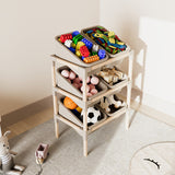 FixWood 3-laags Opbergrek met 6 uitneembare bakken – Houten Speelgoed- en Groente Organizer – 90x55x39 cm – Duurzaam en multifunctioneel