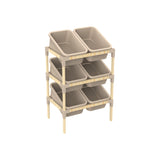 FixWood 3-laags Opbergrek met 6 uitneembare bakken – Houten Speelgoed- en Groente Organizer – 90x55x39 cm – Duurzaam en multifunctioneel