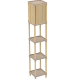 FixWood Houten Staande Lamp met 3 Planken – Scandinavisch Design – Etagère Vloerlamp – Hout & Linnen – Warm Wit Licht – Voor Woonkamer, Slaapkamer of Kantoor