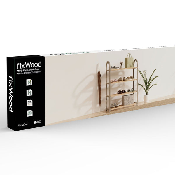 Schoenenrek 4 Lagen – Ruimtebesparend Schoenenkast – Modern Design – Metaal & Hout – Voor 12+ Paar Schoenen – Opbergsysteem Schoenenrek Hal, Slaapkamer of Woonkamer