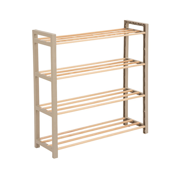 Schoenenrek 4-laags – 65x20x68 cm – Houten & Kunststof Schoenenkast – Schoenen Organizer – Ruimtebesparend Schoenenrek voor Hal, Slaapkamer of Gang – FixWood