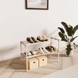 Schoenenrek 2 Lagen – Beige - Compact Houten Schoenenkast – Ruimtebesparend Schoenenrek voor 6+ Paar – Duurzaam & Modern Design – 51 x 23 x 39 cm