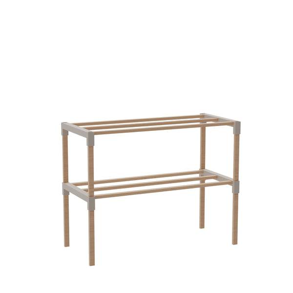 Schoenenrek 2 Lagen – Beige - Compact Houten Schoenenkast – Ruimtebesparend Schoenenrek voor 6+ Paar – Duurzaam & Modern Design – 51 x 23 x 39 cm