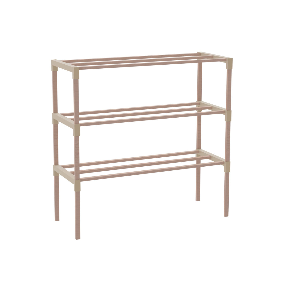 Schoenenrek 3 Lagen – Beige - Houten Schoenenkast – Compact & Ruimtebesparend Schoenenrek voor 9+ Paar – Modern Design – 51 x 23 x 57 cm