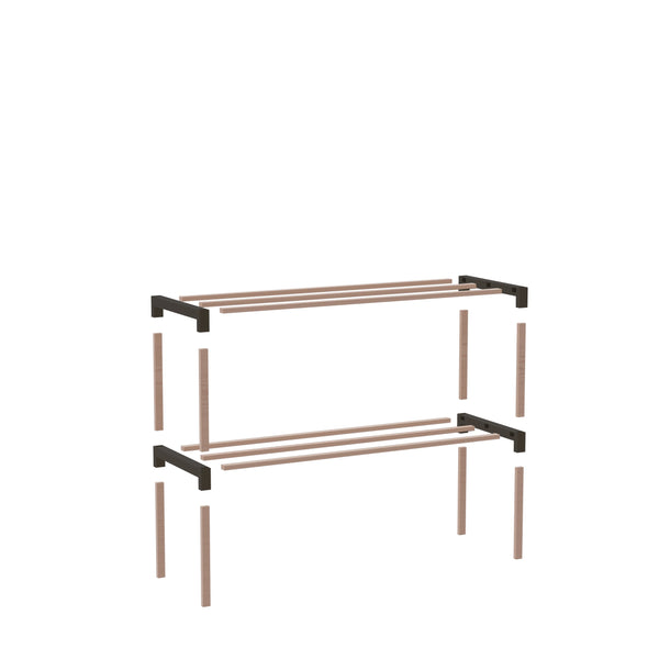 Schoenenrek 2 Lagen – Zwart - Compact Houten Schoenenkast – Ruimtebesparend Schoenenrek voor 6+ Paar – Duurzaam & Modern Design – 51 x 23 x 39 cm