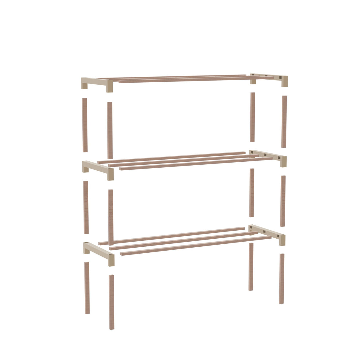 Schoenenrek 2 Lagen – Beige - Compact Houten Schoenenkast – Ruimtebesparend Schoenenrek voor 6+ Paar – Duurzaam & Modern Design – 51 x 23 x 39 cm