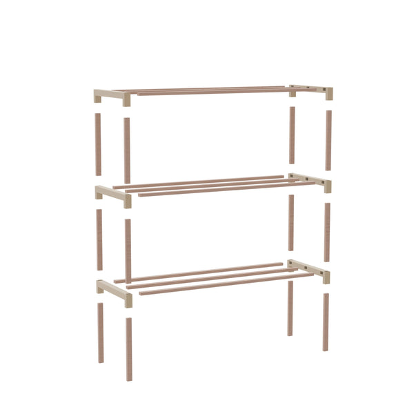 Schoenenrek 2 Lagen – Beige - Compact Houten Schoenenkast – Ruimtebesparend Schoenenrek voor 6+ Paar – Duurzaam & Modern Design – 51 x 23 x 39 cm