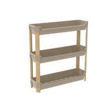 FixWood 3-laags Modulair Opbergrek – Natuurlijke Houtlook & Crèmekleur – Badkamerrek, Keukenrek of Plantenrek – Stevig & Stapelbaar – 60x20x70 cm