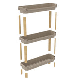 FixWood 3-laags Modulair Opbergrek – Natuurlijke Houtlook & Crèmekleur – Badkamerrek, Keukenrek of Plantenrek – Stevig & Stapelbaar – 60x20x70 cm