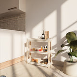 FixWood 3-laags Modulair Opbergrek – Natuurlijke Houtlook & Crèmekleur – Badkamerrek, Keukenrek of Plantenrek – Stevig & Stapelbaar – 60x20x70 cm