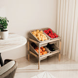 FixWood 2-laags Opbergrek met 4 Uitneembare Boxen – Speelgoed Organizer - Keukenrek - Multi-functioneel Opbergmeubel – 55 x 39 x 62 cm – Hout & Kunststof