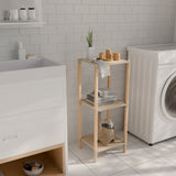FixWood Houten Modulaire Opbergrek – Massief Hout & Kunststof – Badkamerrek, Keukenrek of Plantenrek – 72 cm Hoog – Beige-Naturel