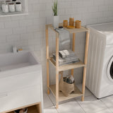 FixWood Houten Modulaire Opbergrek – Massief Hout & Kunststof – Badkamerrek, Keukenrek of Plantenrek – 72 cm Hoog – Beige-Naturel