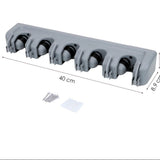 Bezemopbergsysteem - 5 Bezems - Ophangsysteem Tuingereedschap - Grijs