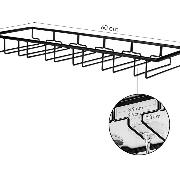 Ophangrek Wijnglazen - Zwart - 18 glazen - Wijnglazenhouder - Glazenrek