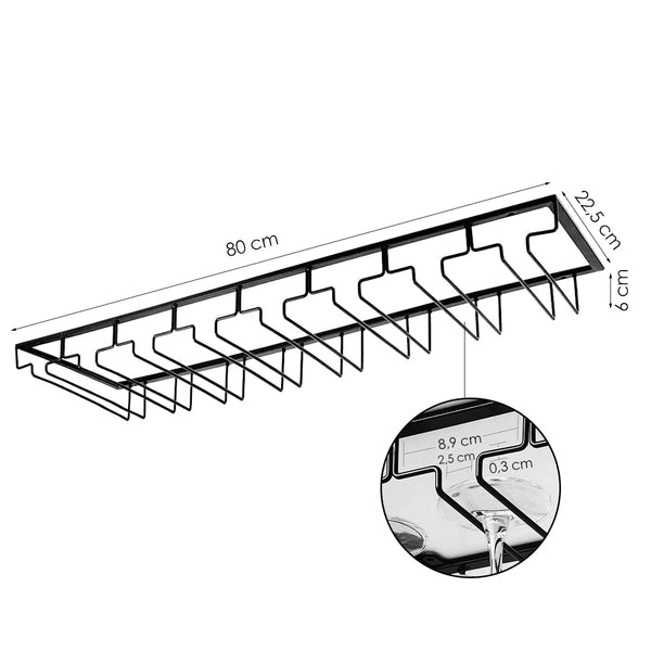 Ophangrek Wijnglazen - 24 glazen - Zwart - Wijnglazenhouder - Glazenrek