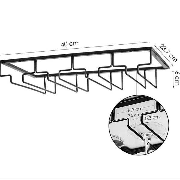 Ophangrek Wijnglazen - Zwart - 12 glazen - Wijnglazenhouder - Glazenrek