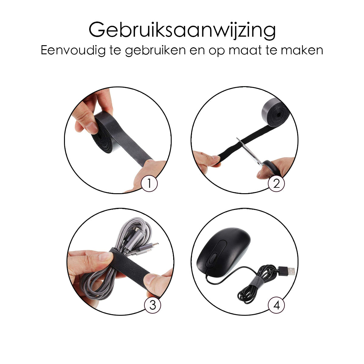 Klittenband Zelfklevend - 25 meter - Zwart - Klittenband Rol