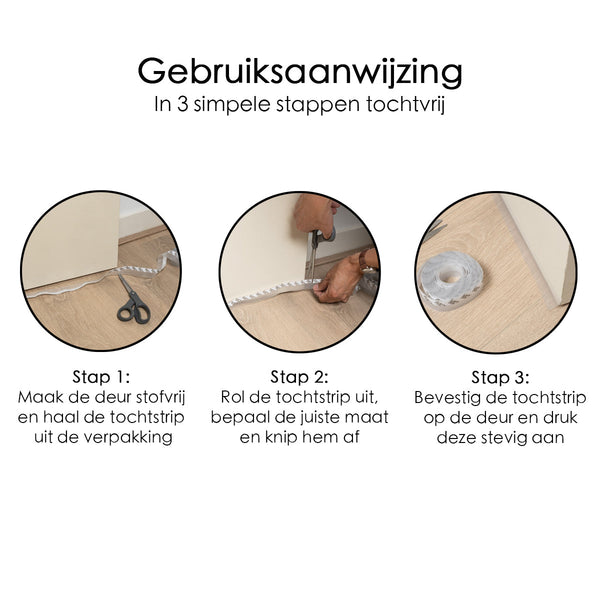 Tochtstrip - 3,5 cm x 5 meter - Transparant - Deur en Raam - Zelfklevend