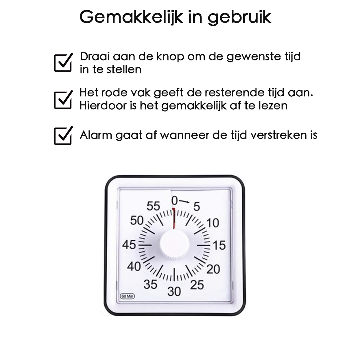 Leerklok voor Kinderen - Timer Kind - Vergaderklok - Aftelklok - Zwart