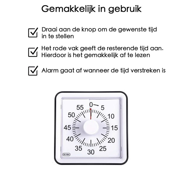Leerklok voor Kinderen - Timer Kind - Vergaderklok - Aftelklok - Zwart