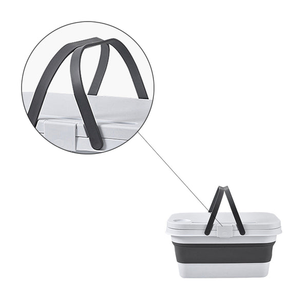 Picknickmand 2-1 - Wit & Grijs - Inklapbaar - Picknickmand met Tafel