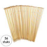 Breinaalden Set Bamboe 36 Stuks - 18 Verschillende Maten - 35 cm Lang - 2 tot 10 mm Dikte