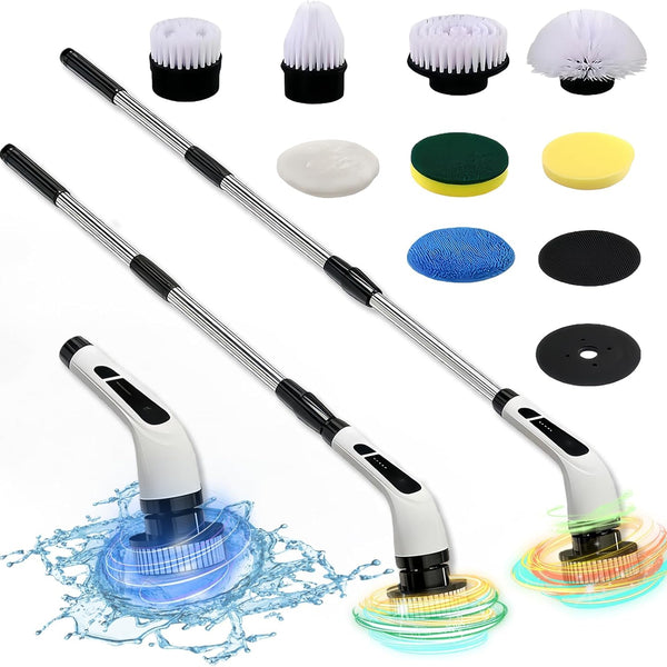 Elektrische Schoonmaakborstel Draadloos – 9-in-1 Power Scrubber met 8 Opzetborstels – Uitschuifbare Steel – Oplaadbare Badkamerreiniger – Voor Badkamer, Tegels, Keuken, Douche & Vloeren