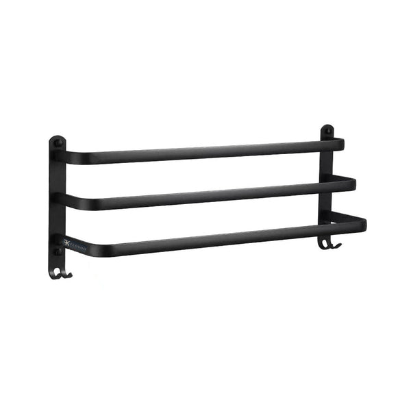 Handdoekrek voor muur - 3 Laags - Zwart – Industrieel Badkamerrekje - Handdoekhouder Wandmontage - Handdoekstang